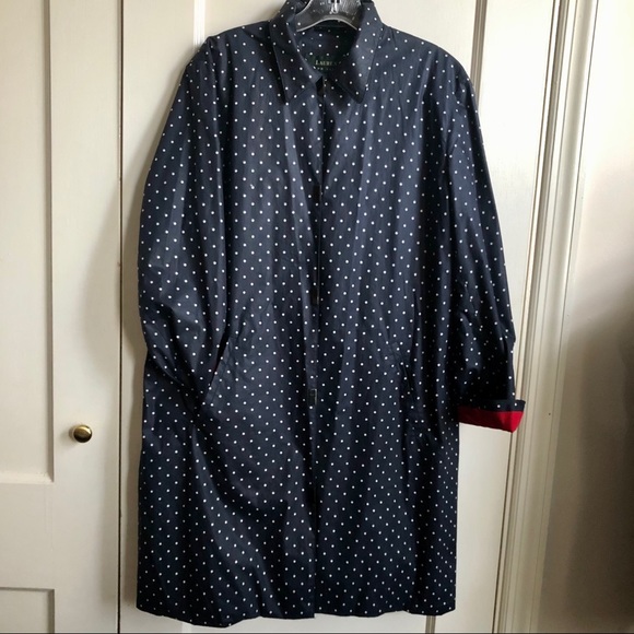 Lauren Ralph Lauren Navy Polka Dot Rain Coat - Picture 10 of 13